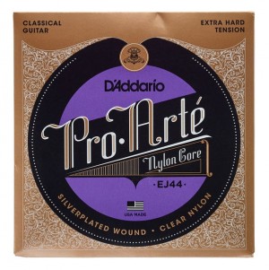 D'ADDARIO PRO ARTE' 029-045 EJ 44 SILVERPLATED WOUND CLEAR NYLON EXTRA HARD TENSION