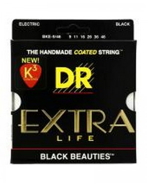DR ELECTRIC GUITAR STRINGS BLACK 9-46 EXTRA LIFE BKE-9-46